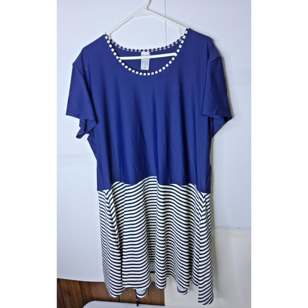 Modli Modest Bathing Suit Top Tunic Blue Stripe 3X